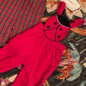 Kids Vintage Corduroy Ladybug Overalls